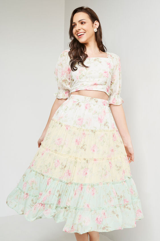 Cream Floral Casual set, Cream, image 1